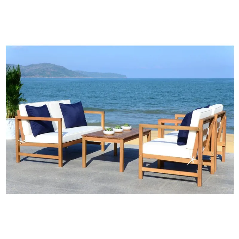 Garden Outdoor Furniture 4 Piece Patio Rattan Sofa Seating Group With Cushions