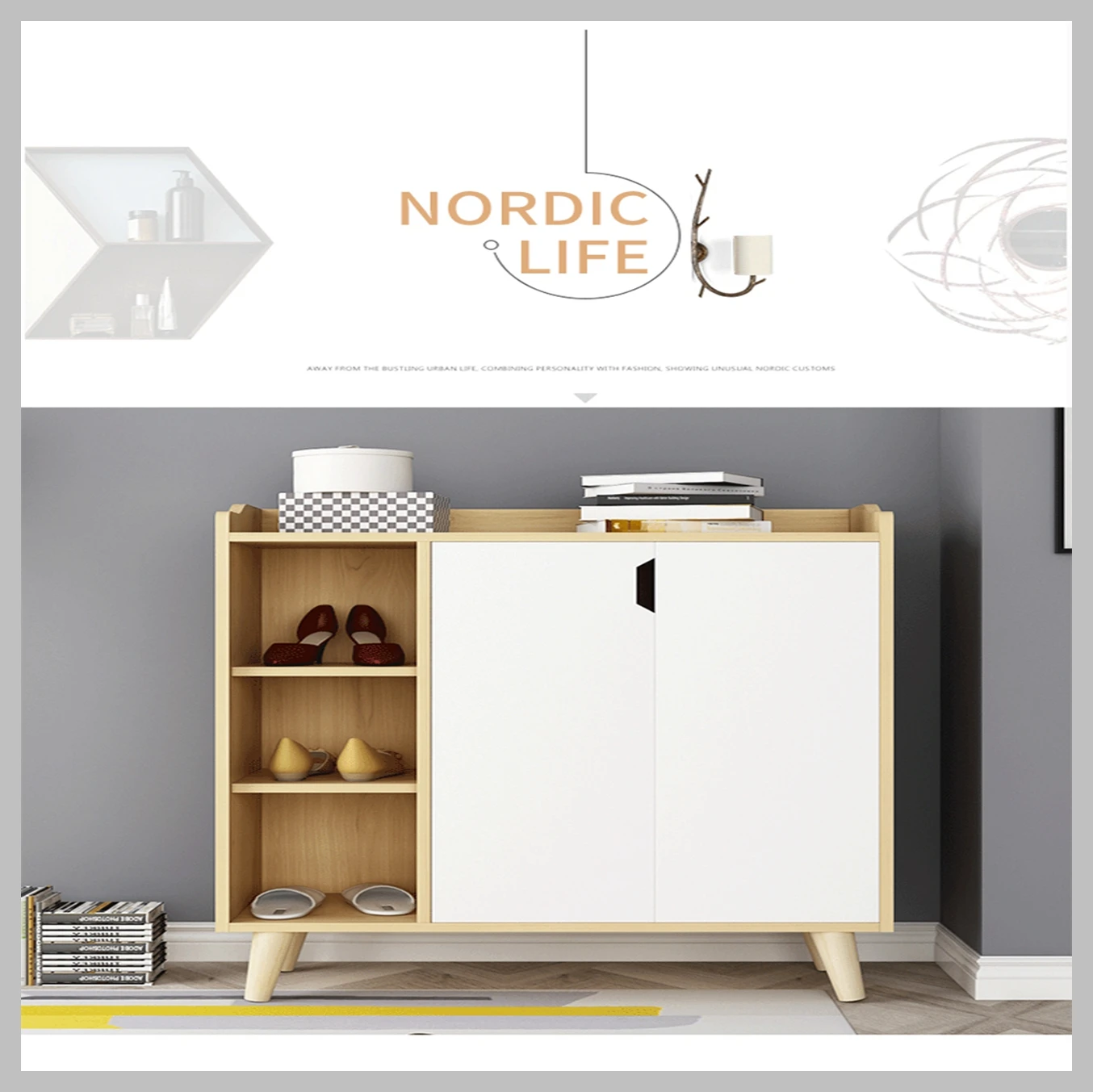 Wholesale Multi-layer Simple Solid Wooden Shoes Rack Box Organizer Cabinet For Home