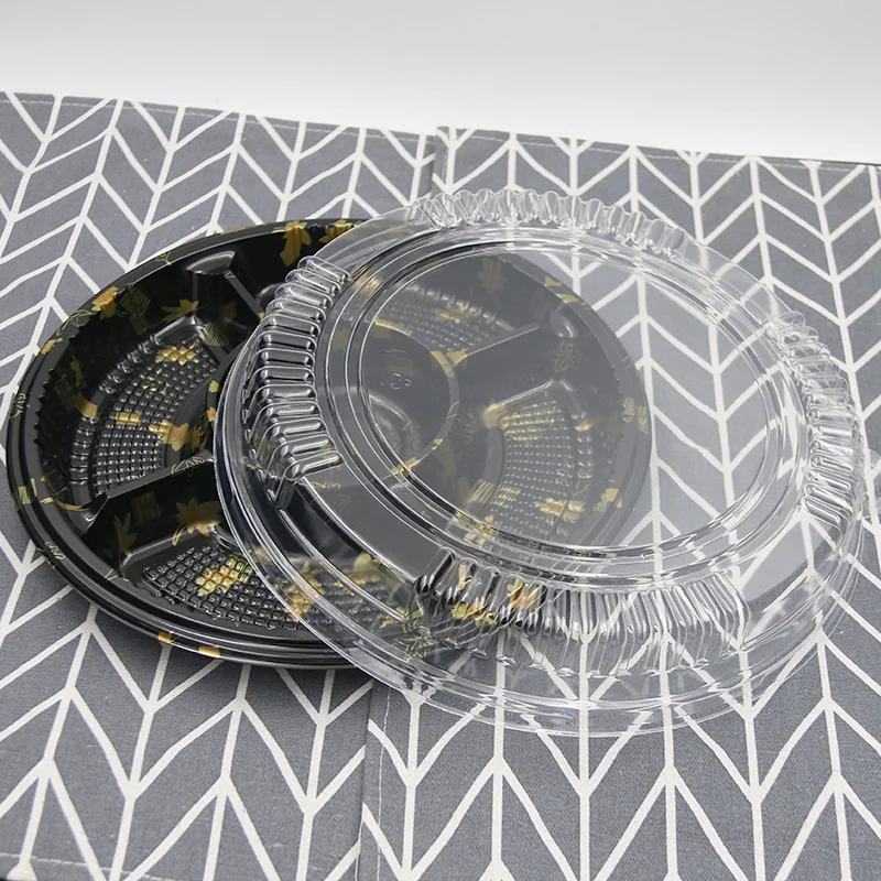 Disposable BOPS Round To Go Sushi Takeaway Container Plastic Food Packaging Boxes Trays With Lid