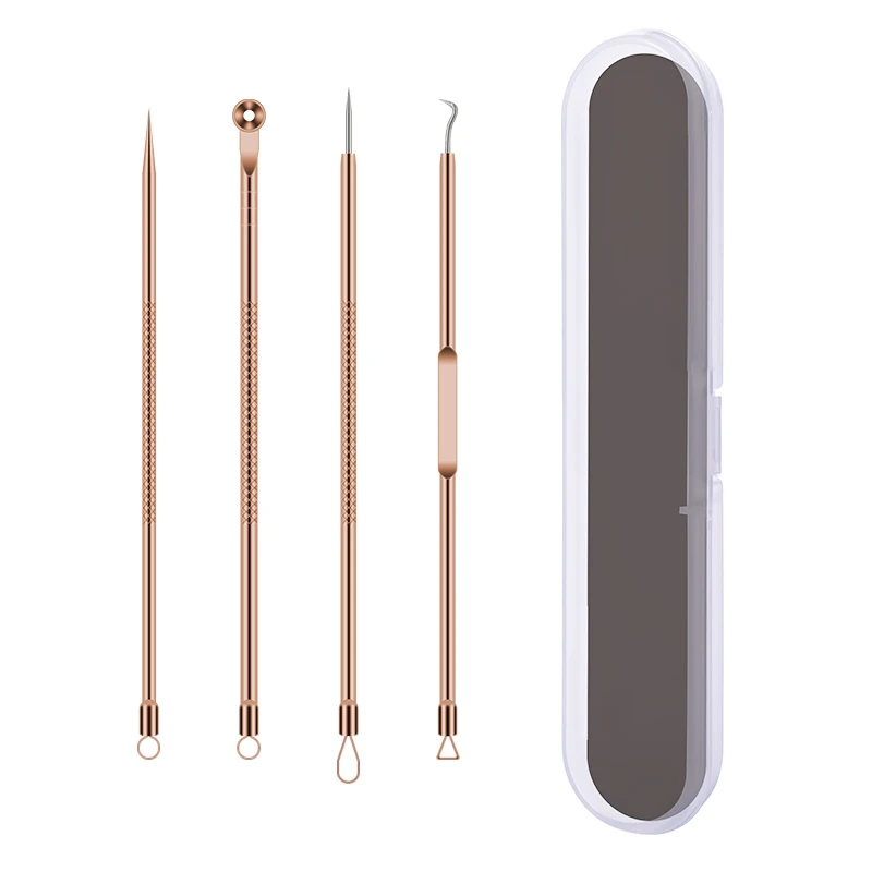 4 in 1 Blackhead & Blemish Removers Blackhead Remover Tool Pimple Popper Kit Extractor Tool Acne Needles Kit with Plastic Box