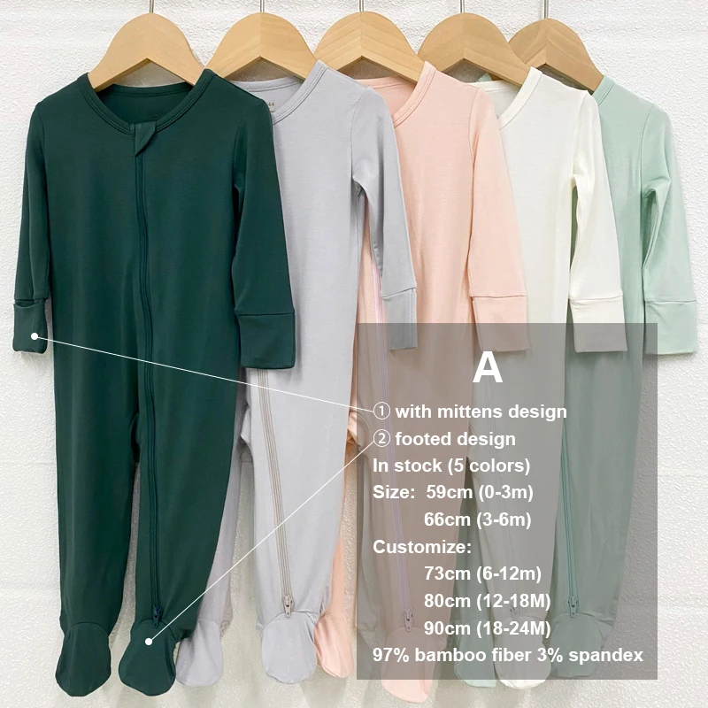 Manufacturer supplier design custom logo label print bamboo organic cotton baby clothes romper zipper wholesale newborn clothing