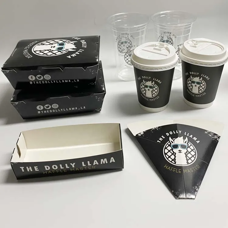 Recycled ice cream bubble waffle holder cardboard waffle paper cone, waffle tray , waffle stick packaging box