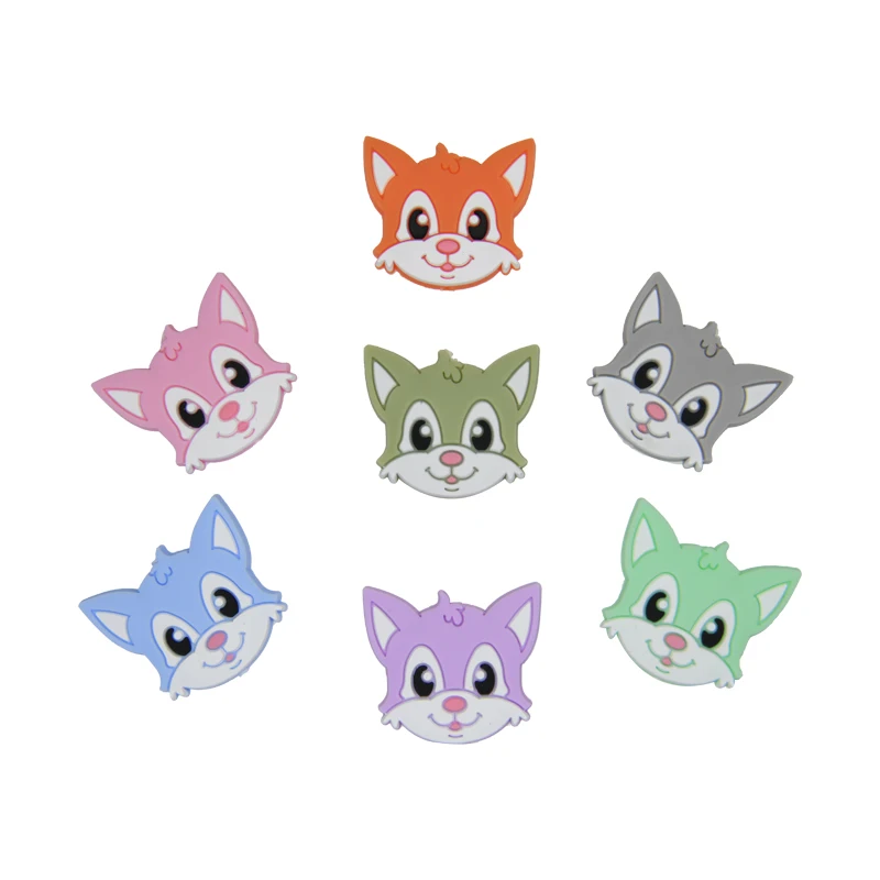 He Sheng Animal 19mm silicone focal teether toys beads for pens kids keychain making Baby teethers