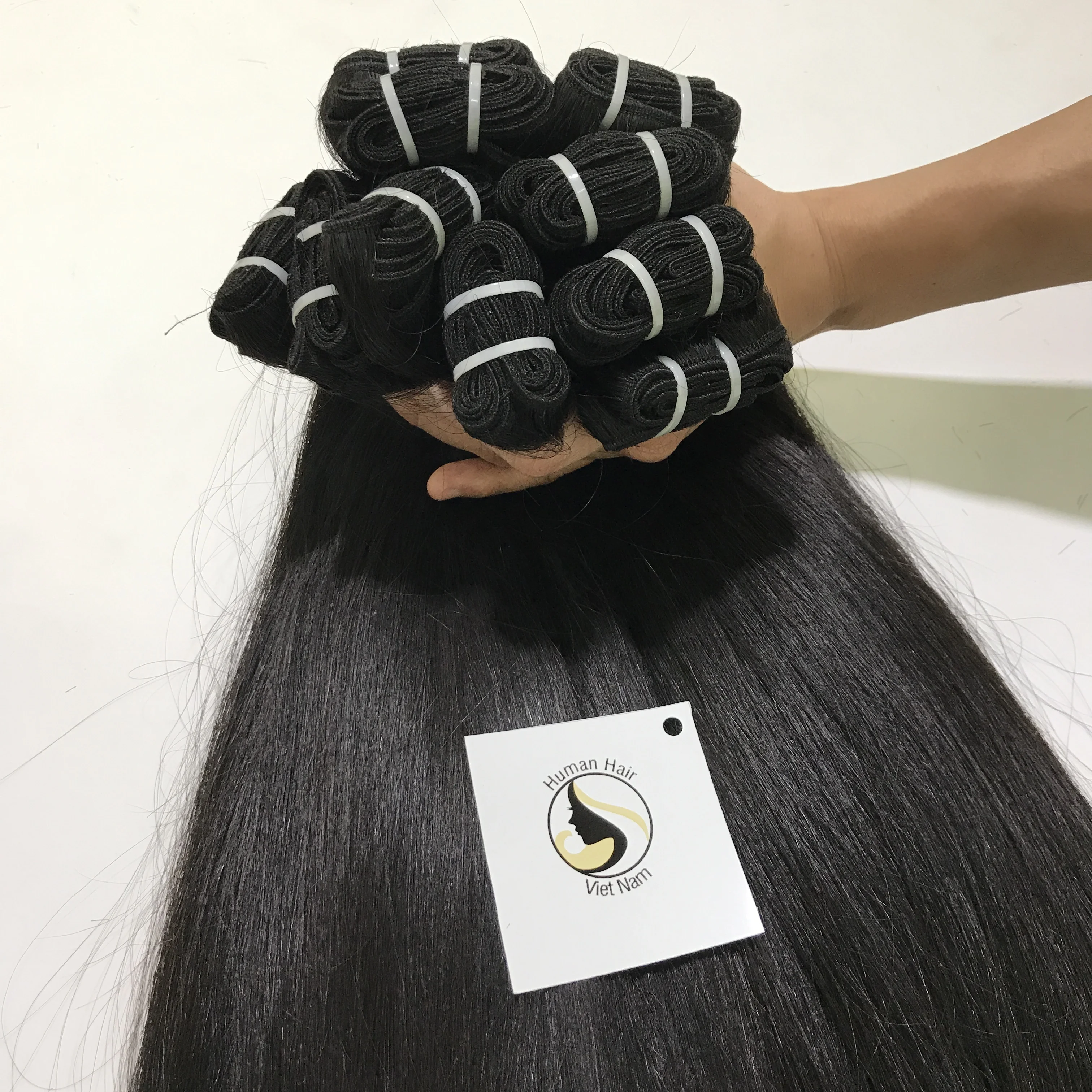 Wholesale Full Thick Super Double Weft Straight Virgin Hair Bundles, Unprocessed Human Hair Weft of Human Hair Vietnam