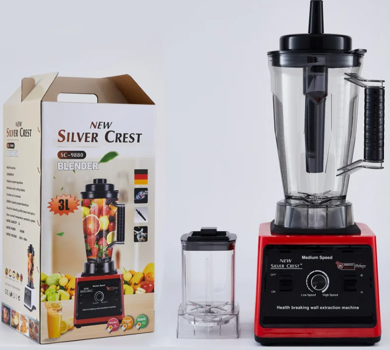 JEWIN 3L Silver Crest Blender 2 in 1 Electric Fruit Juice Blenders Machine 2 Jars 9525 Motor