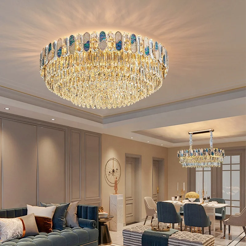 Modern Golden Led Ceiling Crystal Luxury Chandelier For Living Room Bedroom Hotel Lobby