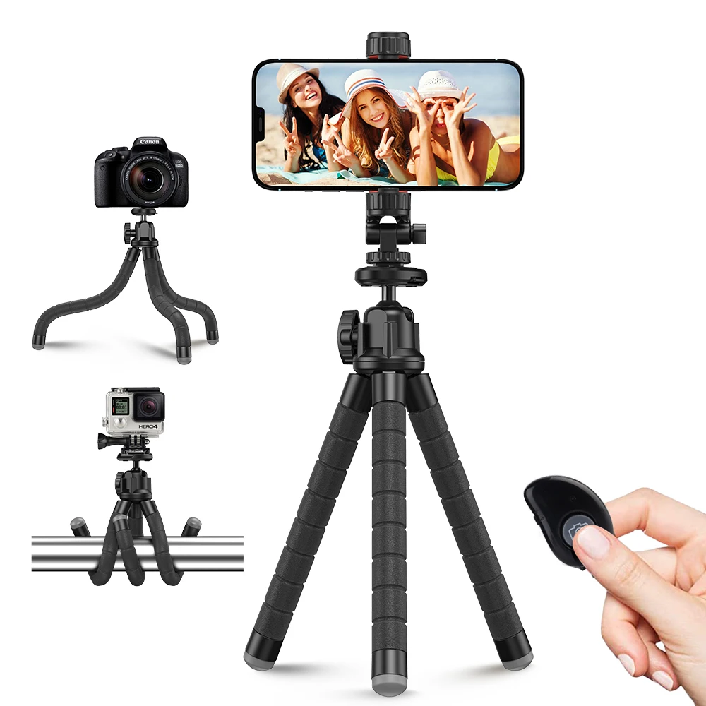Versatile Multi-functional Octopus Tripod Set with Remote 360 degree Rotatable Phone Adapter for Vlog Photographying