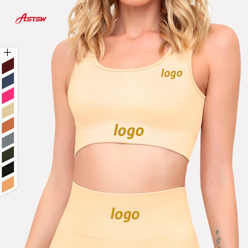 Workout Exercise Outfits Gym Clothes Women 2 Piece Ribbed Seamless Yoga Set Sports Bra Crop Tank High Waist Yoga Leggings Set