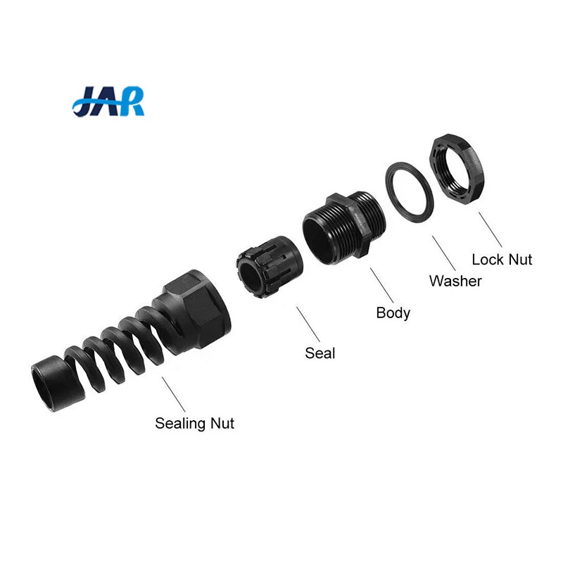 Заводские IP68 Водонепроницаемые пластиковые кабельные соединения растяжение PA66 нейлоновая устойчивая к изгибам полиамидная кабельная втулка