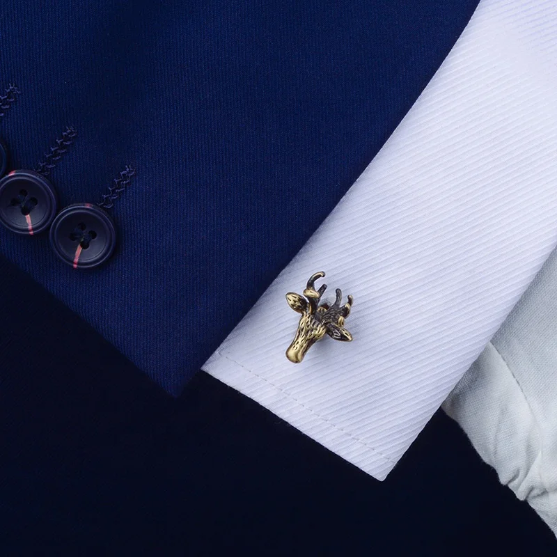 SAVOYSHI Vintage Bronze deer Cufflinks for Mens High quality Metal Shirt Cuff links Brand Jewelry Support customization