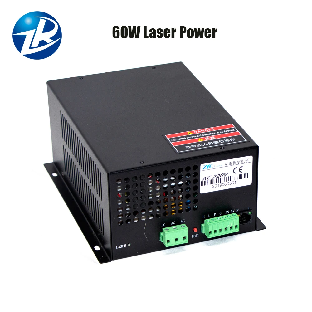 Zurong 60W CO2 Laser Power Supply ZR-60 60W Power Source MYJG 110V/220V For CO2 Laser Tube High Engraving Cutting Machine