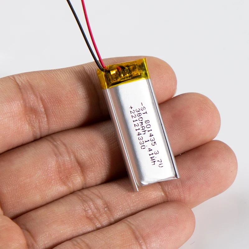 Оптовая продажа 801435 перезаряжаемая литий-полимерная батарея 3,7 v 380mah литий-полимерная батарея