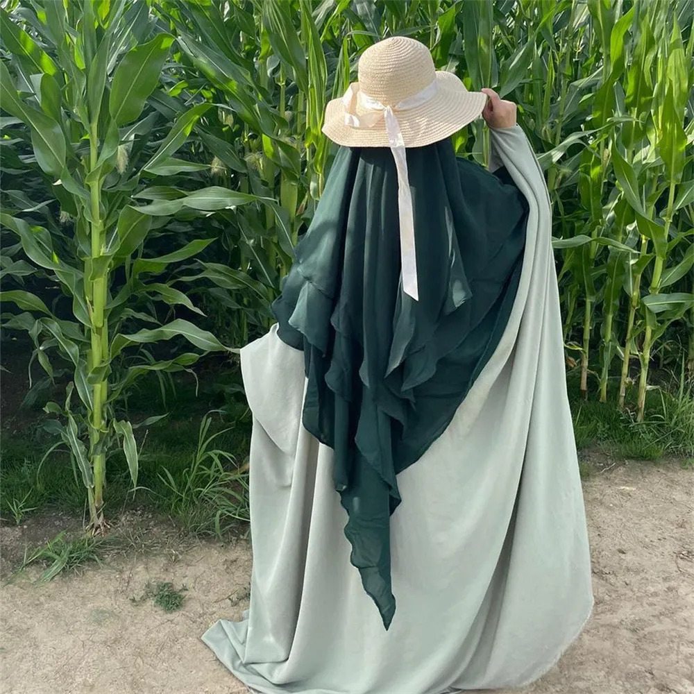 2021 хиджаб Khimar Новый дизайн хорошо изготовленный готовый к отправке трехслойный шифоновый хиджаб для мусульманских женщин