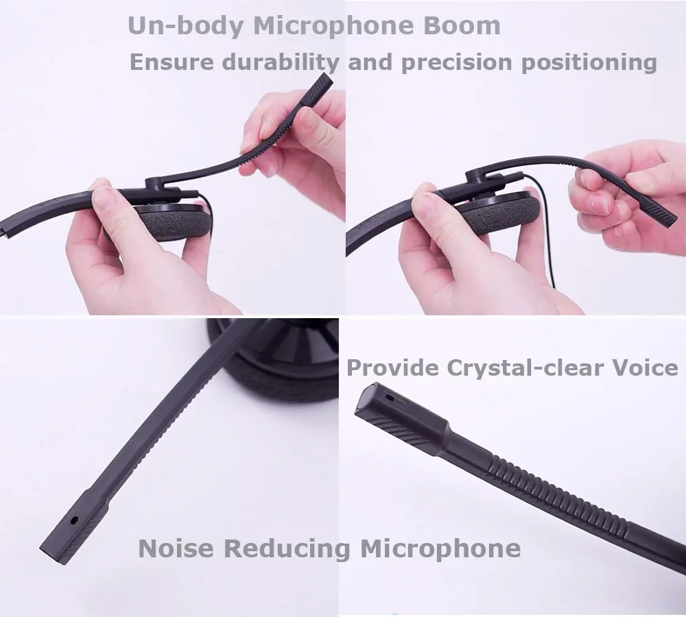 China Wholesale Headset Noise Cancelling USB Computer Customer Service Headsets with Adjustable Headband and Mic Boom for VoIP