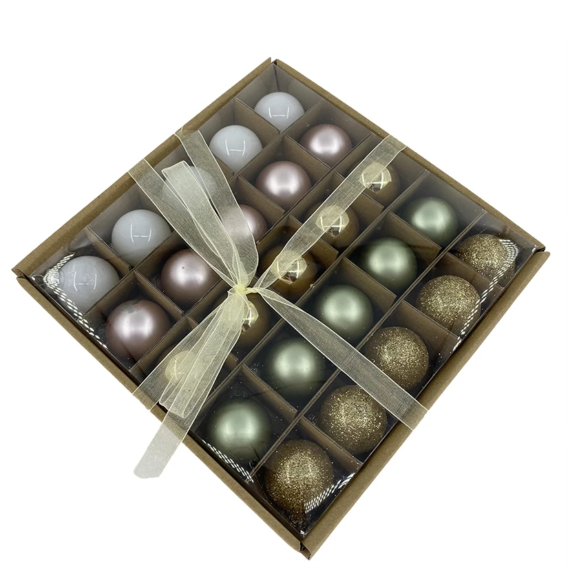 
Clear Bulk Solid Karft Box with PET Lid Glass Christmas Tree Ball Ornaments 