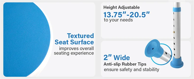 Shower Chair for Inside Shower Adjustable Height Bath Seat Shower Bench for Seniors - Bathroom Stool Lightweight Non-Slip Seat