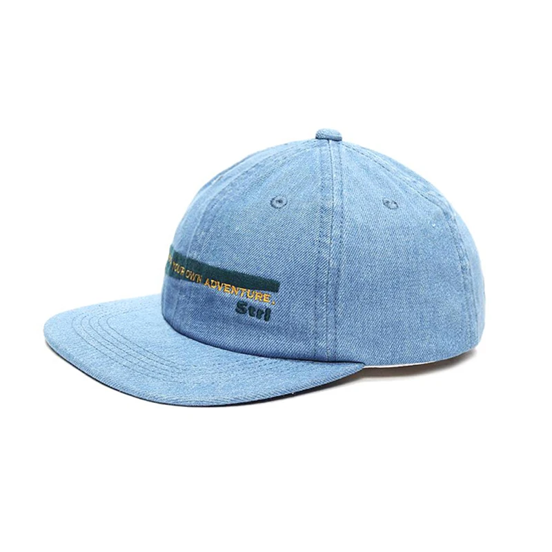 3D Embroidery OEM customized denim jean fabric hip hop snapback cap