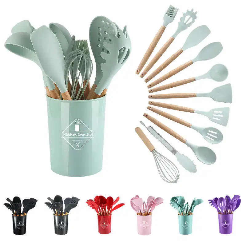 China Manufacture Kitchen Utensils Spatula sets Baking Cooking Egg Whisk Spatula Brush Cookware Set