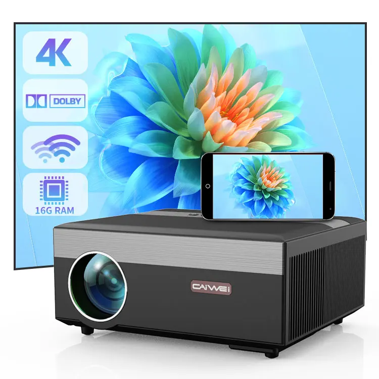 New Smart Projector Quad Core Android 9.0 5G WIFI LED Video Full HD 1080P LED Home Theater Projector 4K Projectors