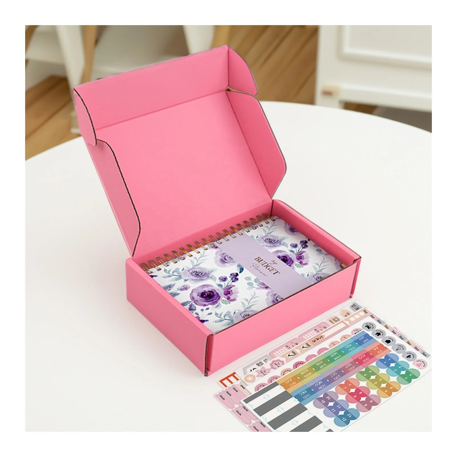 Corporate Gift Set Spiral Notebook Stickers Wholesale Custom Aesthetic A5 Money Saving Binder Organizer Budget Planner With Box