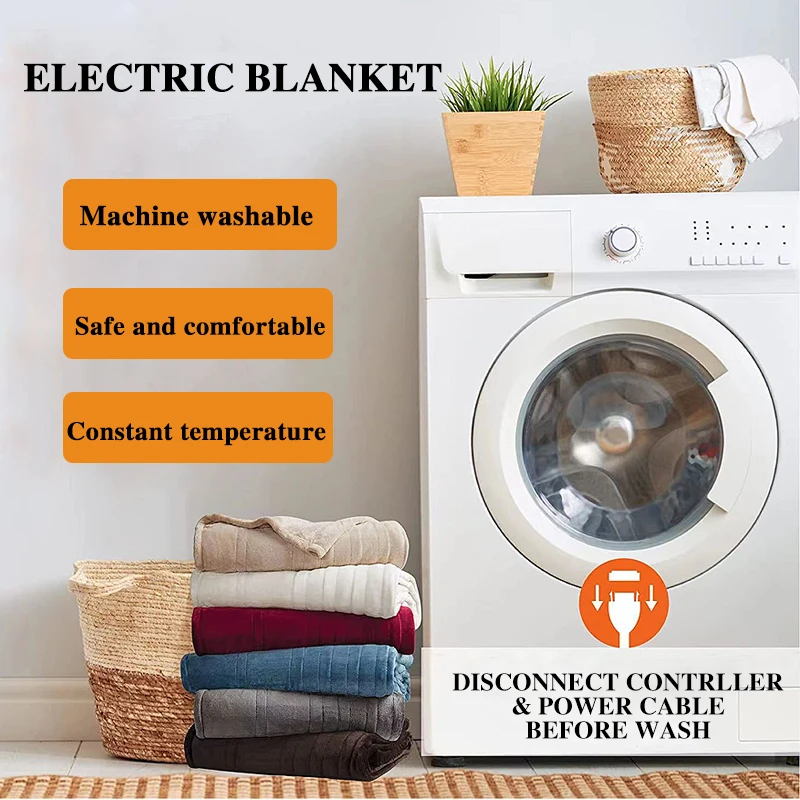 Army Green Reversible Flannel Heated Throw Electric Blanket Machine Washable Heated Blanket