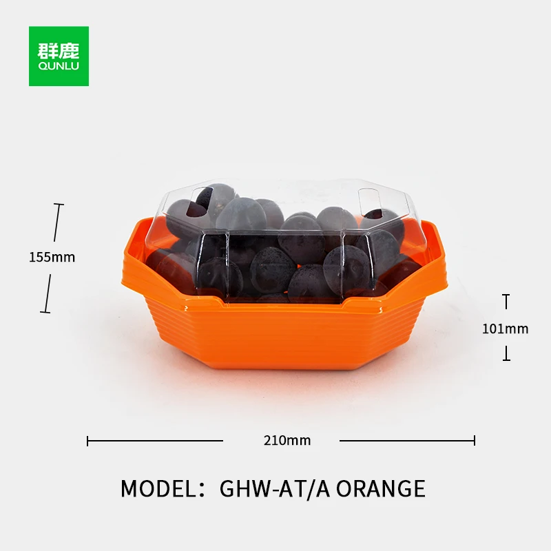 Factory Supply Disposable PET Food Container Green Transparent Plastic Packaging Box Tomato Candy Blister Storage Embossing