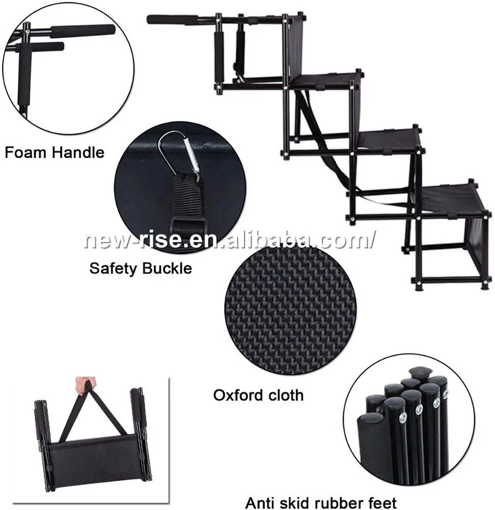 Portable Folding Pet Dog Step Stairs 4 Step Ladder For Car Caravan Dog Car Step Stairs Metal Frame Folding Pet Ramp