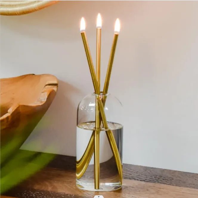 C&H Neverending Aromatherapy Metal Stick Smokeless Long Burning Refillable Liquid Paraffin Everlasting Candles