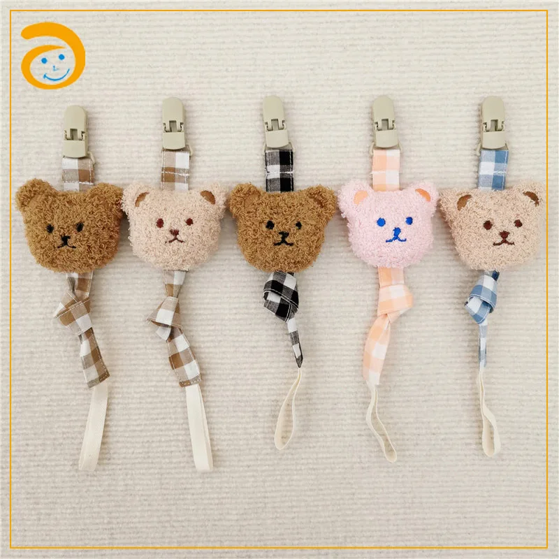 Wholesale Orgain Cotton Linen Pacifier Chain Dummy Metal Clip Pacifier Holder Nipple Soother Chain Infant Baby Pacifier Clips