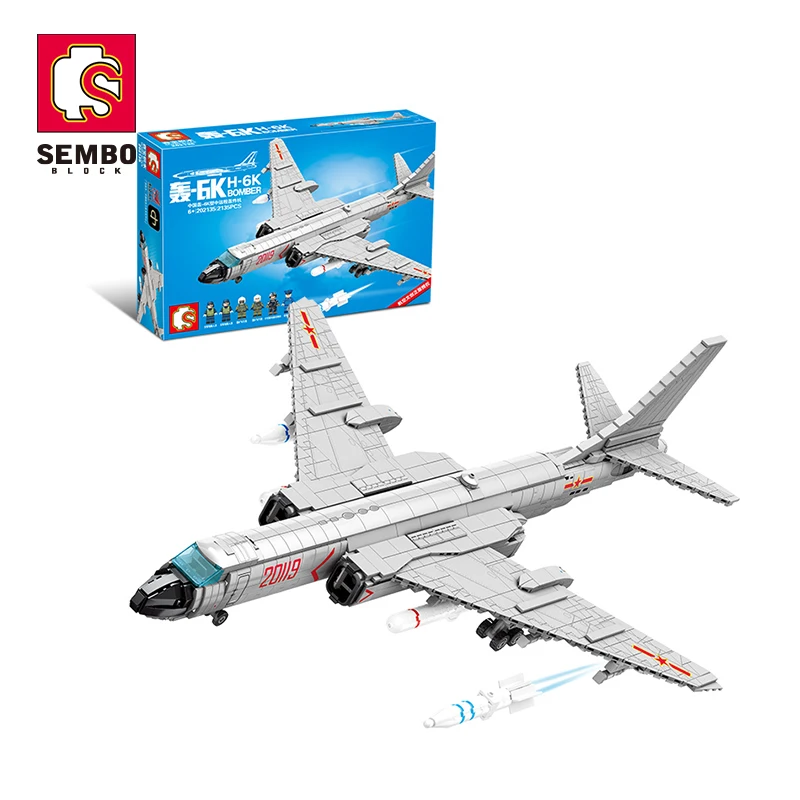 Sembo блок 202135 2135 шт. H-6K истребитель военных солдат серии Самолет Модель Кирпичи военные игрушки строительных блоков в форме миньона Джорджа из мультфильма Детские кубики для мальчиков