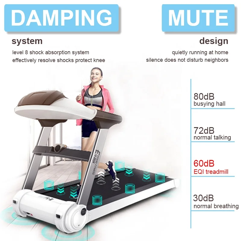 
EQI Folding Treadmill Electric Running Exercise Machine with Safe Handlebar and LCD Display Easy Control Fitness Home Gym 