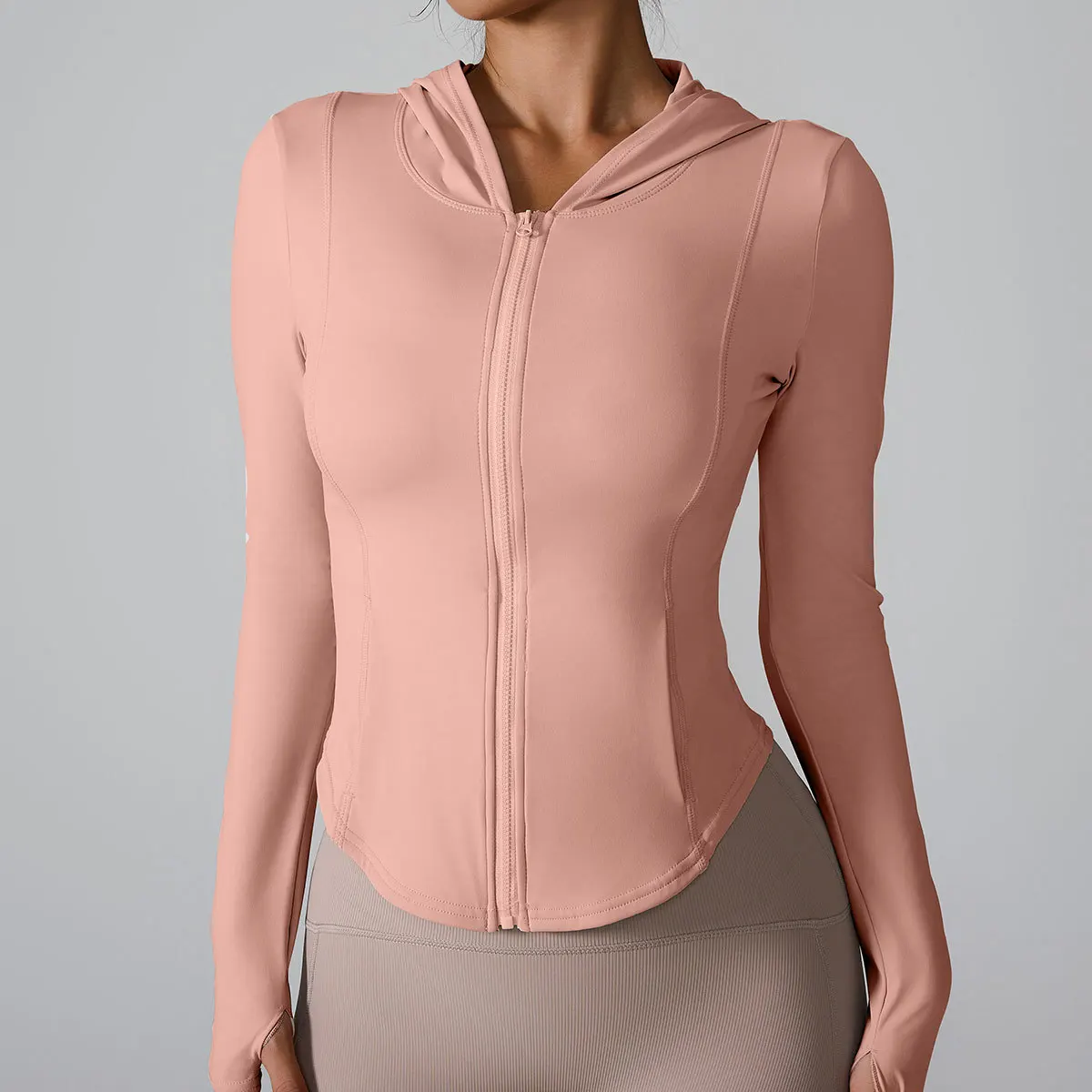 Custom Sports Tops Women With Hats Long Sleeve Yoga T-Shirt Fitness Trendy Tops For Women With Zipper Women Gym Tops