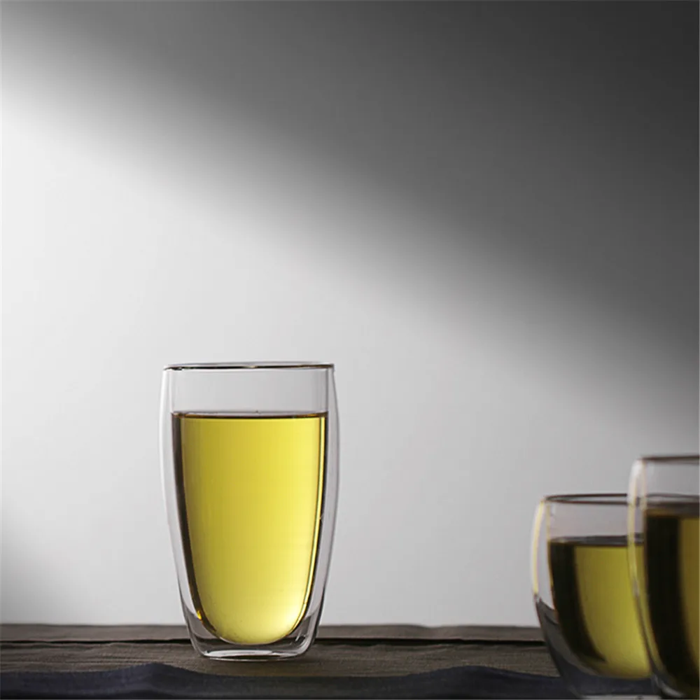 80ml 250ml 350ml 450ml unbreakable double wall glass coffee cup