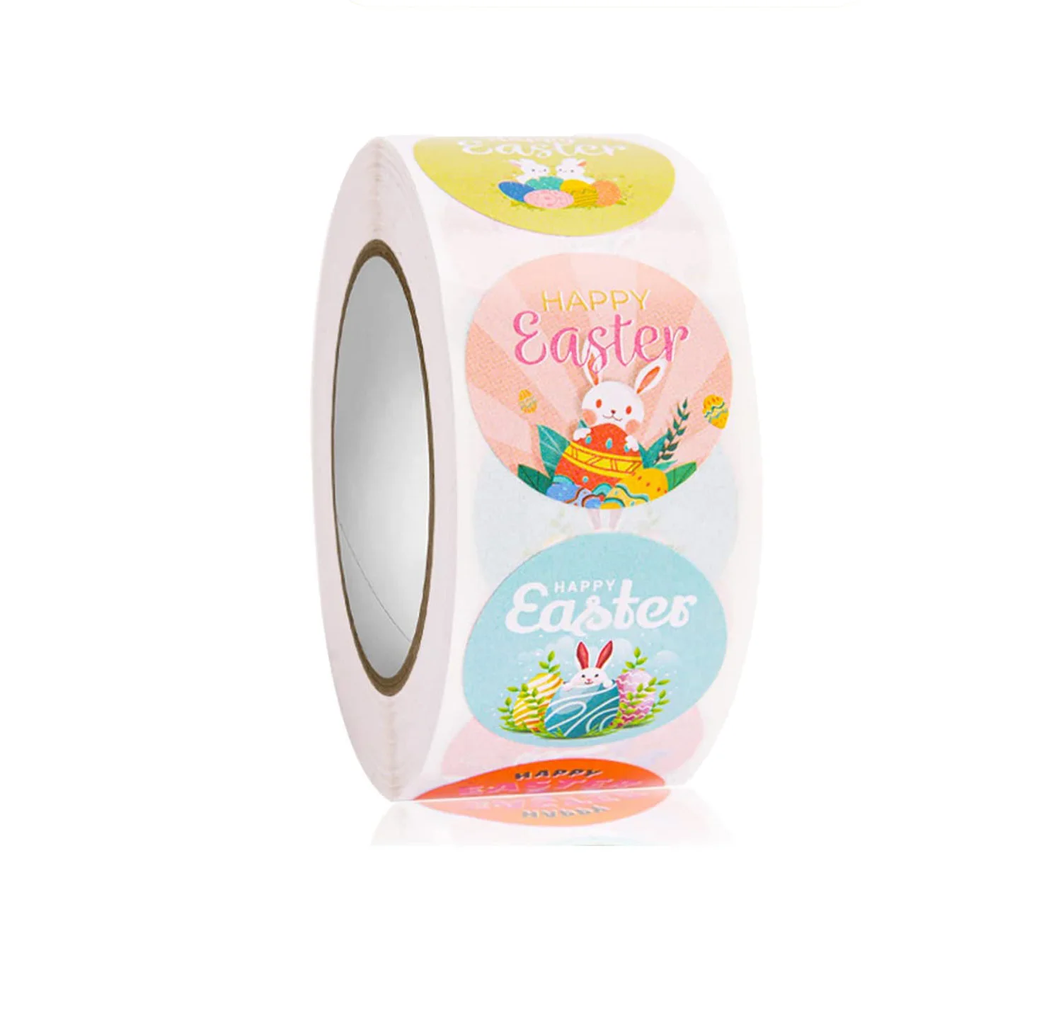 2000PCS Happy Easter Stickers Roll Labels Easter Bunny Eggs Stickers Roll Gift Tags for Easter DIY Envelope Card
