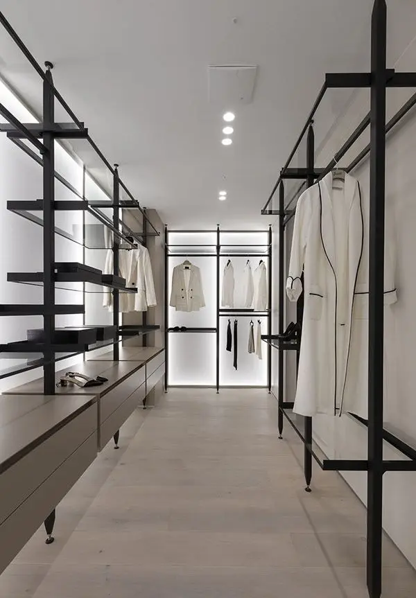 CBMmart Customized Non Slip Illuminated Adjustable Clothes Shelf Rack Wardrobe Retractable Hanger Pole With Led Lighting Strip