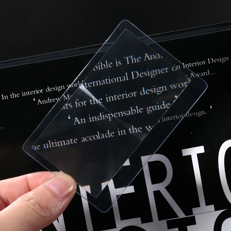 Promotional Credit Card Size Magnifier Fresnel Magnifying Lens / magnifying card/ business card magnifying glass