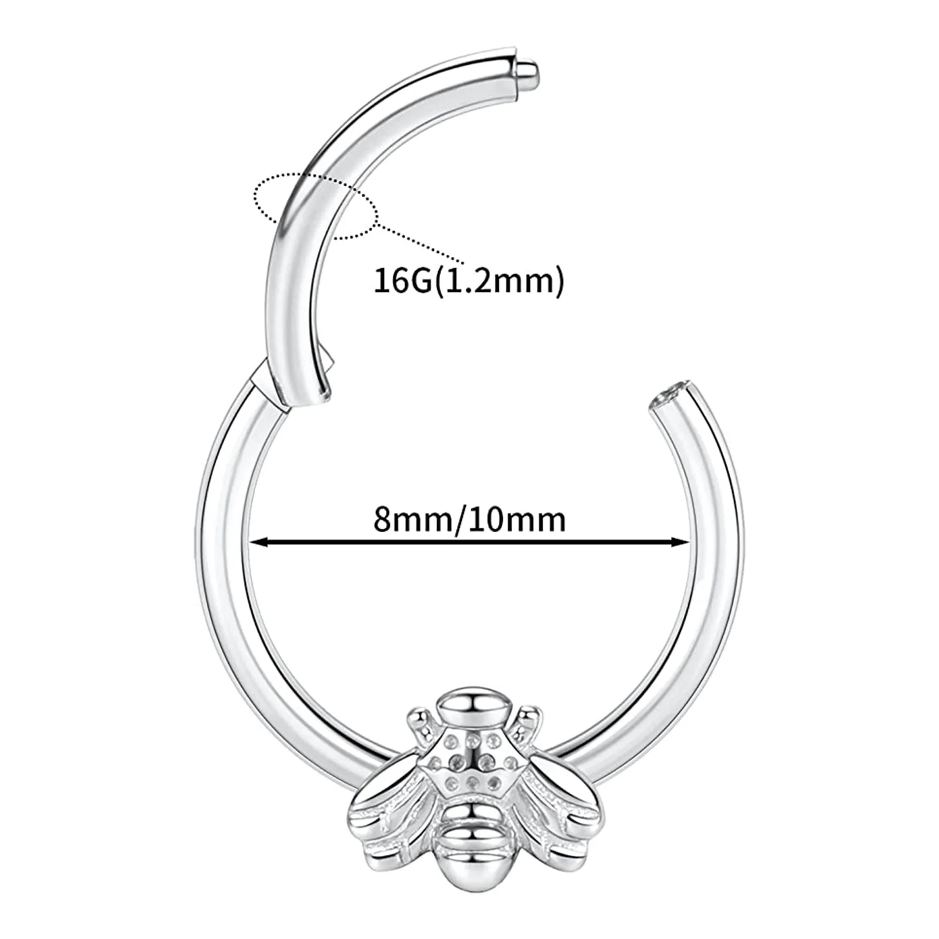 Fashion Cartilage Piercing Jewelry Small Bee Charm 316L Surgical Stainless Steel Hoop Nose Piercing Ring Seamless Septum Ring