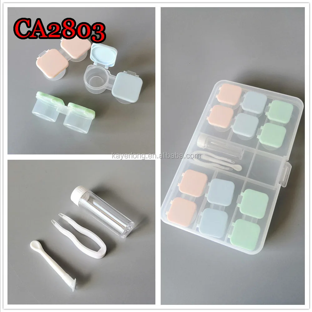 contact lens case, jelly color slip cap 6pcs set cartoon travel box CA2803