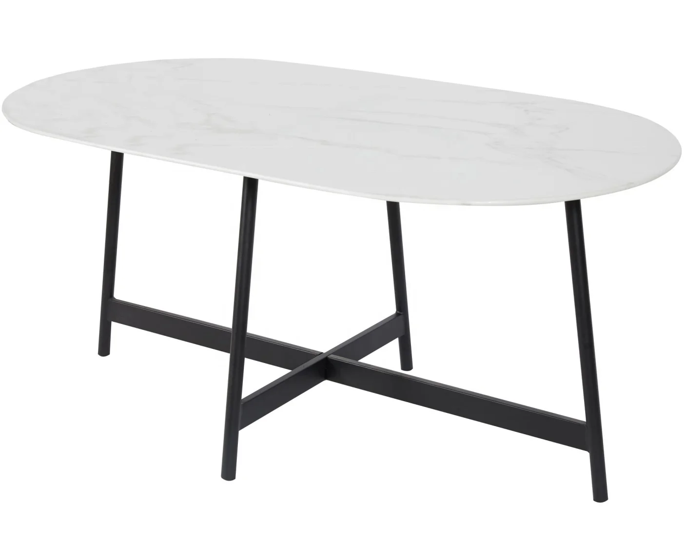 Glass steel stone Dining Room Furniture Metal legsTable Painting Dining Table