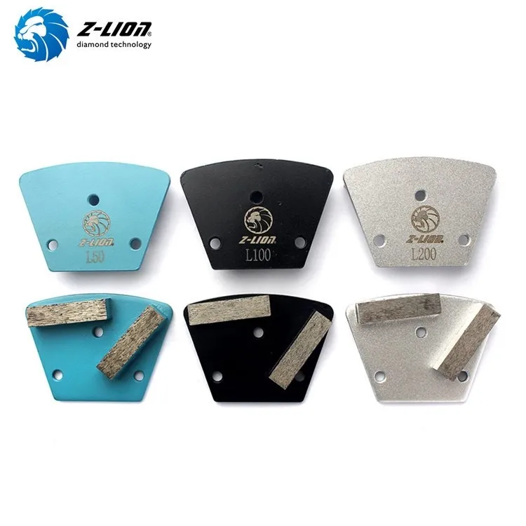 Z-LION 2 Segments Diamond Metal Bond Trapezoid Grinding Pad for Concrete Floor ZL-16L