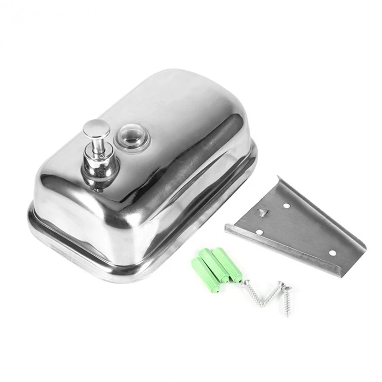 Wall Mounted Mirror Finishing Manual 500ml SUS304 Stainless Steel Soap Dispenser Shower Gel Container for Hotel School Hospital