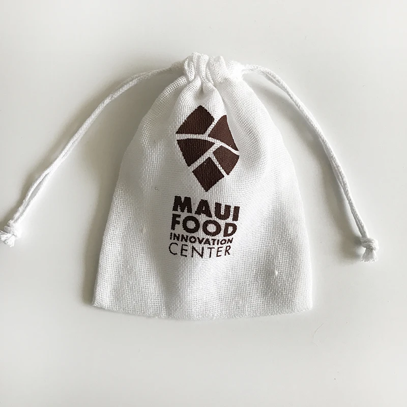 Custom Logo printing 8x10cm White Drawstring 100% Organic Cotton Muslin Tea Bags