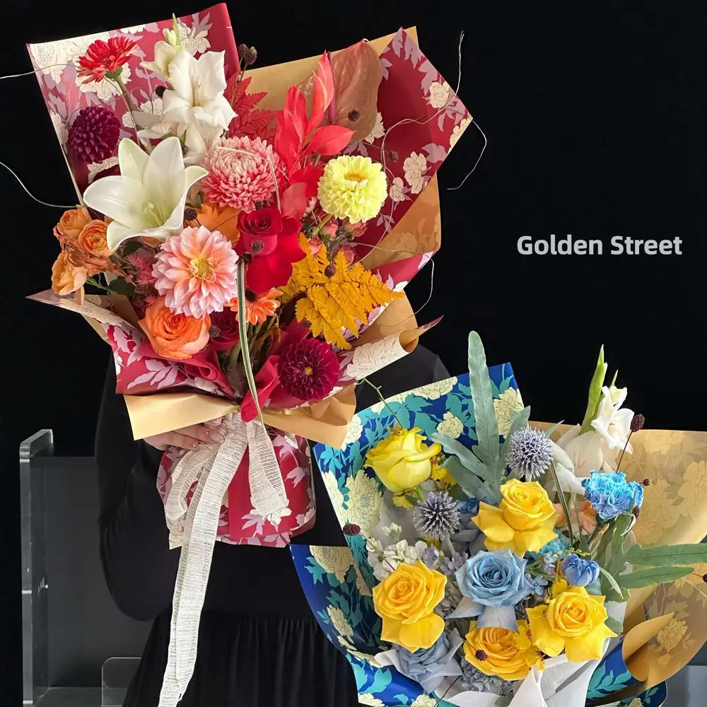 2024 New Arrival Directly Factory Wholesale Waterproof Flower Wrapping Paper with Floral Pattern for Fresh Flowers Bouquet