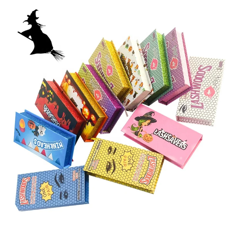 halloween christmas custom logo cardboard mink eyelash vendor cosmetic coffin gift packaging treat eye lash paper box for makeup