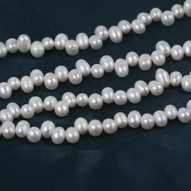 Wholesale 6-7mm threaded top drill rice pearl string DIY material