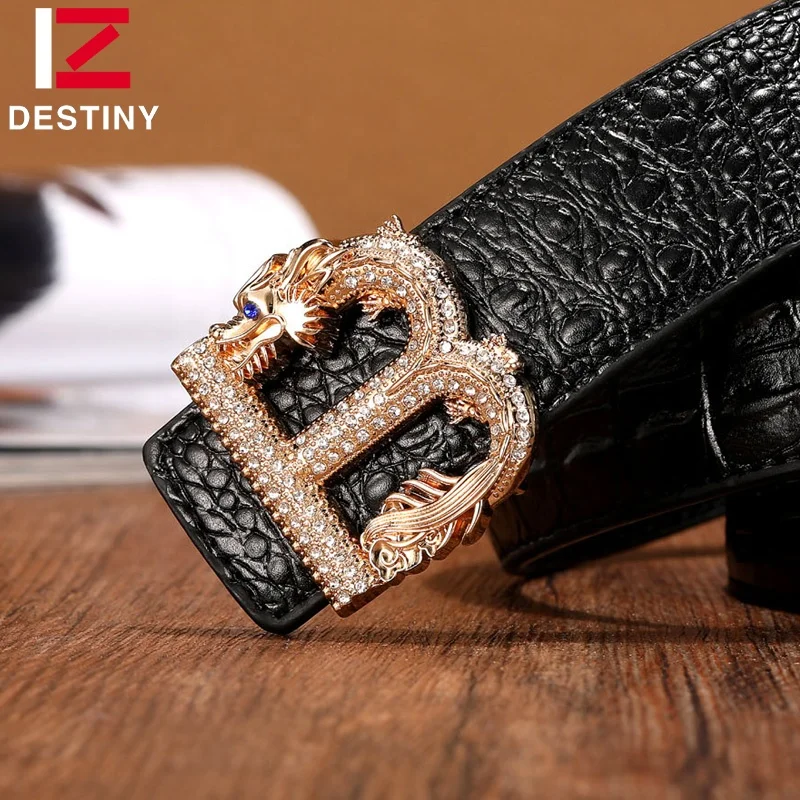 Fashion Rhinestone Buckle Factory Wholesale  Luxury Brand Famous Designer B Men Leather Belt