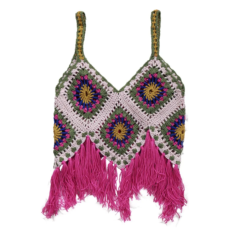 Custom OEM & ODM  crocheted women sweater vest Hollow out hand crocheted knitwear sweater vest kint Tops