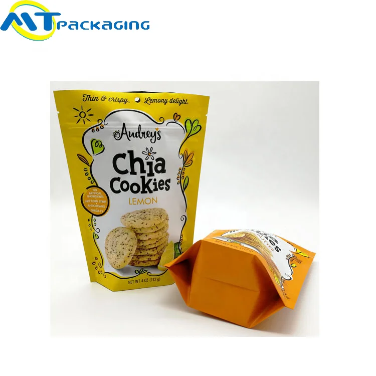 
China manufacturers offer cookie plastic kraft paper bag with zip 