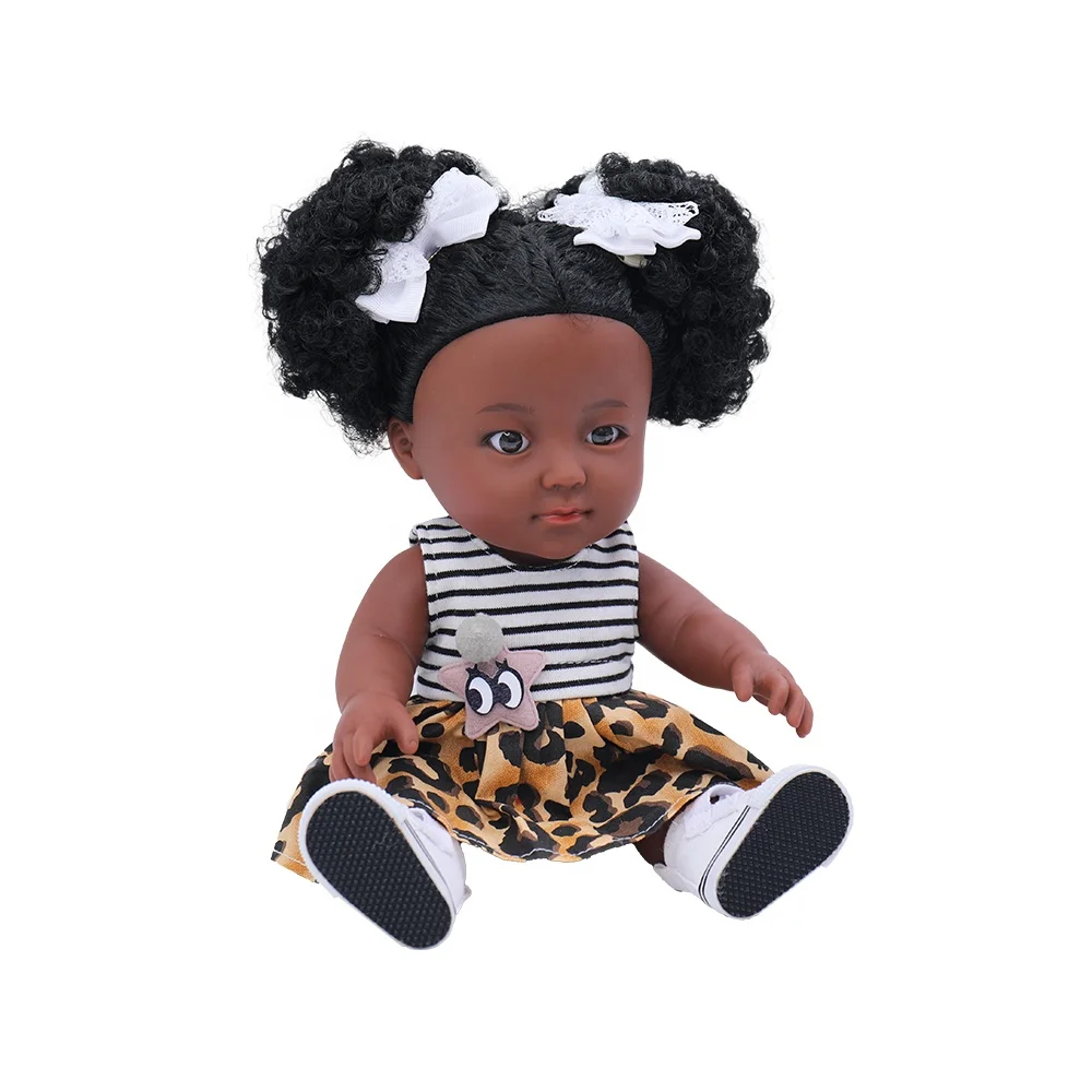 Mini 10 inch Black Cute Truly Alive  African American Baby Dolls Silicone vinyl Full Body Washable for Gir Wholesale