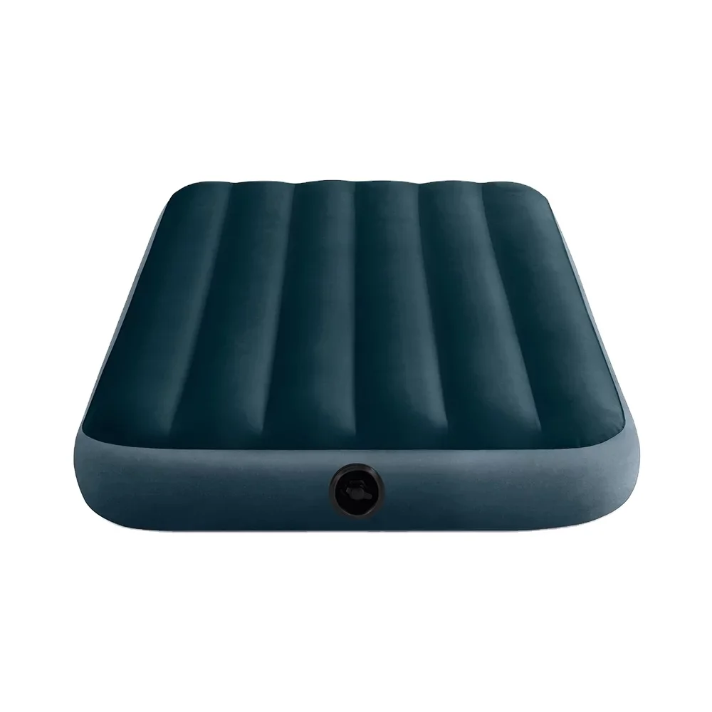 C02 Intex 10in Standard Dura-Beam Airbed Mattress Portable Blue Flocked Inflatable Mattresses For Outdoor Tent Camping Hiking